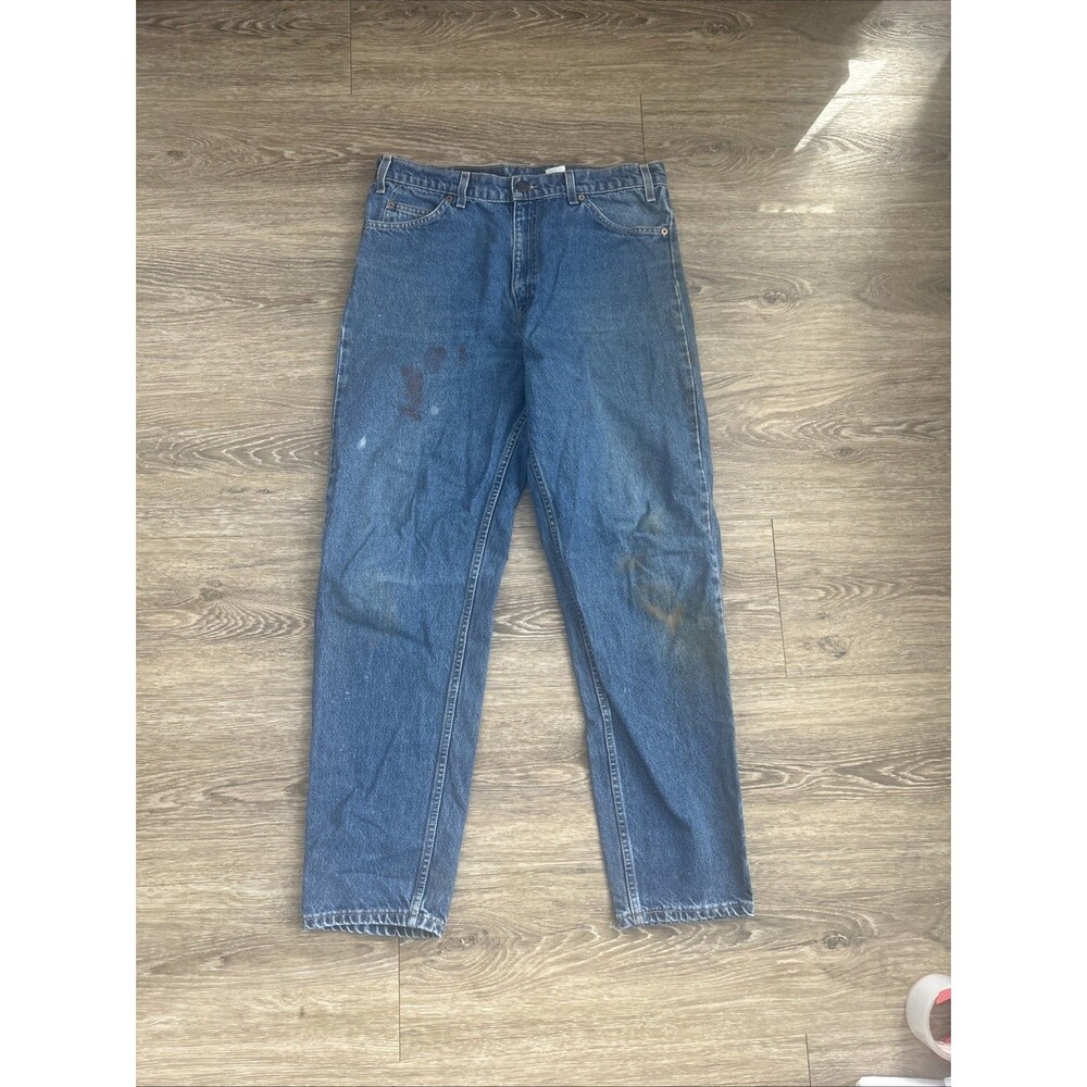 VTG Levis 550 Orange Tab 90s Relaxed Tapered Leg Jeans Paint 35x32 Faded Work